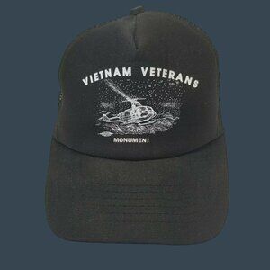 Vietnam Veterans Monument Black Trucker Hat Pro Fit One Size Helicopter Design